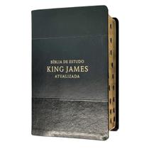 Bíblia de estudo king james atualizada full color capa de luxo preta índice