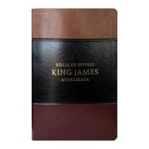 Bíblia De Estudo King James - Atualizada Full Color Capa Pu Tricolor Marrom, Preta E Bordô