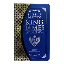Bíblia de Estudo King James Atualizada Letra Hipergigante Capa PU Azul e Preto