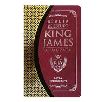 Bíblia de Estudo King James Atualizada Letra Hipergigante Capa PU Bordo e Preto