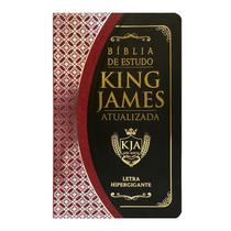 Bíblia de Estudo KJA King James Atualizada Letra Hipergigante PU Preto e Bordo