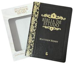 Bíblia De Estudo Matthew Henry - Arc Capa Luxo Preta