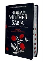 Bíblia De Estudo Mulher Sábia Letra G Tulipa Capa Preta Harp