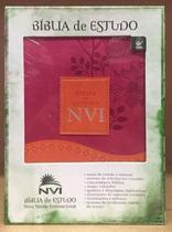 Bíblia de Estudo NVI - Capa Rosa e Laranja - Vida