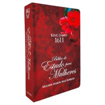 Bíblia de Estudo para Mulheres Guiada Pelo Espírito Palavras de Jesus Vermelho King James Capa Dura Romã - BV Books