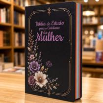 Bíblia de Estudo Para o Cotidiano da Mulher NVA Letra Grande Full Color Flores Preta Bíblia de Estudo Para o Cotidiano da Mulher NVA Letra Grande Full Color Flores Preta