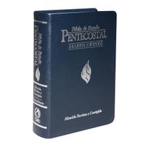 Biblia de estudo pentecostal com harpa cristã - rc - azul - média - luxo - cpad