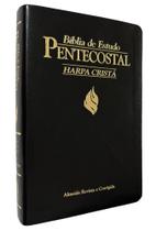 Bíblia De Estudo Pentecostal Média C/ Harpa Cristã Capa Luxo Preta