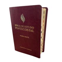 Bíblia de estudo pentecostal media com índice luxo com harpa cristã almeida revista capa nova