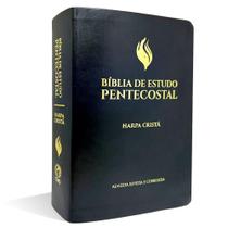 Bíblia de estudo pentecostal media luxo com harpa cristã preta almeida revista e corrigida versão arc jfa Bíblia de estudo pentecostal media luxo com harpa cristã preta almeida revista e corrigida versão arc jfa