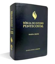 Bíblia de estudo pentecostal media luxo com harpa cristã preta versão arc jfa - Editora CPAD