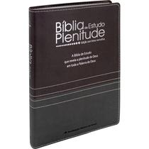 Bíblia De Estudo Plenitude Almeida Revista e Corrigida Capa material sintético Preto/Vinho Nobre Sem Índice