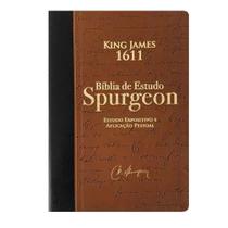 Bíblia De Estudo Spurgeon King James 1611 Capa Luxo Marrom E Preta