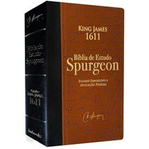 Bíblia de Estudo Spurgeon King James 1611 Letra Grande Luxo Marrom e Preta
