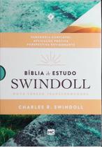 Bíblia De Estudo Swindoll - Nvt - Aqua - Editora Mundo Cristão