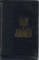 Bíblia De Jerusalém Media Luxo Azul Lateral Dourada material sintético