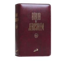 Bíblia de Jerusalém Média Original Completa Capa Zíper Livro Sagrado para Estudos Bíblicos Editora Paulus