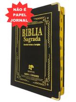 Bíblia de púlpito com harpa - capa luxo preta