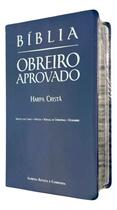 Biblia do obreiro aprovado harpa arc capa de luxo azul