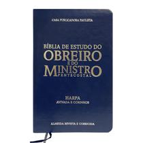 Bíblia do Obreiro e do Ministro Pentecostal ARC Harpa Capa Luxo Azul