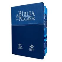 Biblia do Pregador media Azul com abas coladas com estudos