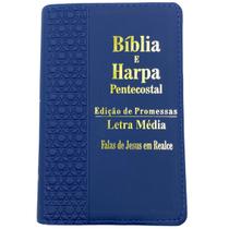 Bíblia E Harpa Com Letra Média Pentecostal Azul Rosa 1 Un