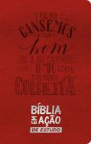 Bíblia Em Ação De Estudo - Luxo Vermelho - Editora Geográfica
