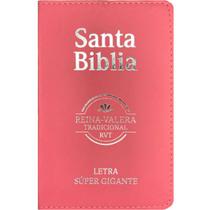 Bíblia em Espanhol Reina Valera Letra Gigante Luxo Rosa