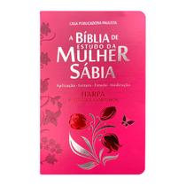 Bíblia Estudo Feminina Mulher Sábia Harpa Pink Rosa CPP