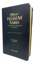 Bíblia Estudo Masculino Homem Sábio Harpa Indice Preta CPP
