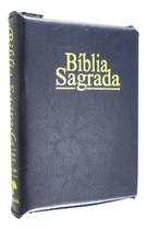 Biblia Evangelica Azul Masculina Ziper Letra Grande Harpa