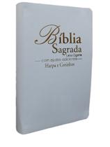 Biblia Evangelica Branca Batismo Casamento Feminina Masculina Letra Grande Com Harpa