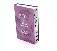 Biblia Evangelica Lilas Feminina Letra Grande Com Harpa