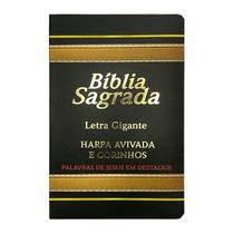 Biblia Evangelica Preta Marrom Masculina Feminina Laminada Letra Grande Com Harpa CPP