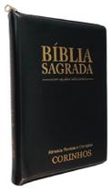Biblia Evangelica Preta Masculina Ziper Letra Grande Harpa - King Croos