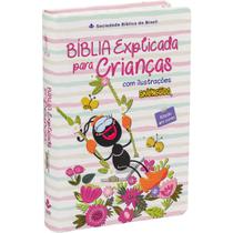 Biblia explicada para crianças com ilustrações smilinguido rosa- sbb