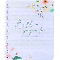 Biblia Feminina Anote NVI Espaço Para Anotações Floral Branca