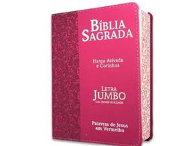 Bíblia Feminina Letra Jumbo/ Harpa /Capa Pu Luxo - Pink /ARC e PJV