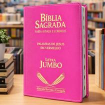 Biblia Feminina Letra Jumbo Harpa & Corinhos RC Luxo Pink Biblia Feminina Letra Jumbo Harpa & Corinhos RC Luxo Pink