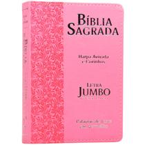 Bíblia Feminina Letra Jumbo / Ultra Gigante Harpa Cristã RC Ramos Rosa
