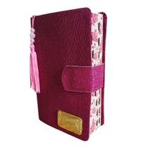 Bíblia Feminina Média com Harpa Palavras de Jesus em Vermelho - Glitter com Botão Magnético