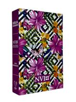 Bíblia feminina Nvi assembléia de Deus batista pentecostal Capa Dura Evangélica Índice lateral Letra Hipergigante - Flores Hibisco