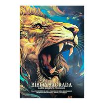 Bíblia Gigante ARC PPM Harpa e Corinhos FULL COLOR Palavras de Jesus em Vermelho e Deus Azul - LEÃO RUGINDO