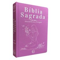 Biblia gigante ppm arc full color capa dura c/ harpa - mulher tu es flor horebe