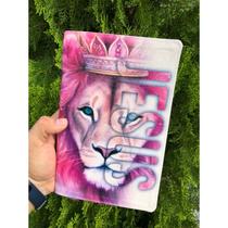 Biblia Glitter 100% Leão rosa JESUS com harpa e índice