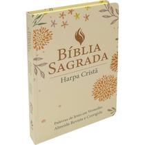 Bíblia Grande Harpa Cristã Popular Letra Gigante Floral Rosa Claro