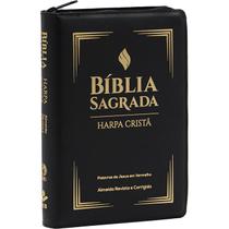 Bíblia Grande Harpa Cristã Zíper Letra Grande Preta PJV