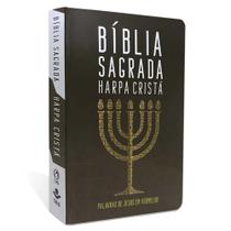 Bíblia Harpa Cristã Grande Popular Preta Menorah Letra Grande
