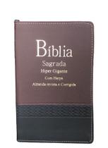 Biblia Harpa Letra Hipergigante Indice Bicolor Vinho e Preto