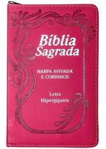 Bíblia + Harpa Zíper Ltra Hiper Gig. Pink Evg. Gospel Indice